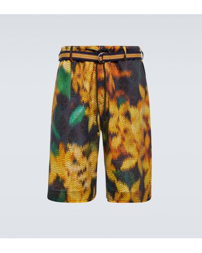 Dries Van Noten Printed Layered Bermuda Shorts - Yellow