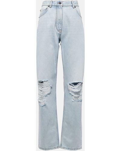 The Row Burty Mid-rise Distressed Straight Jeans - Blue