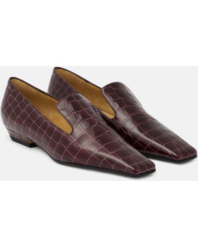 Khaite Marfa Croc-effect Leather Loafers - Brown