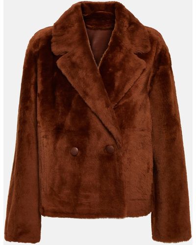 Yves Salomon Reversible Double-breasted Shearling Jacket - Brown