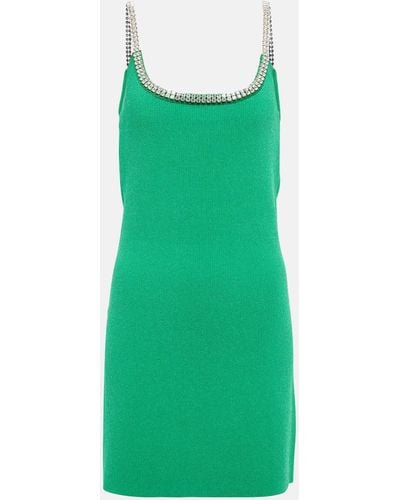 Rabanne Crystal-embellished Knit Minidress - Green