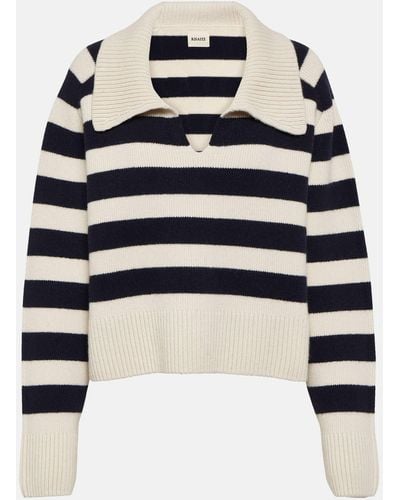 Khaite V Neck Cashmere Sweater - Natural