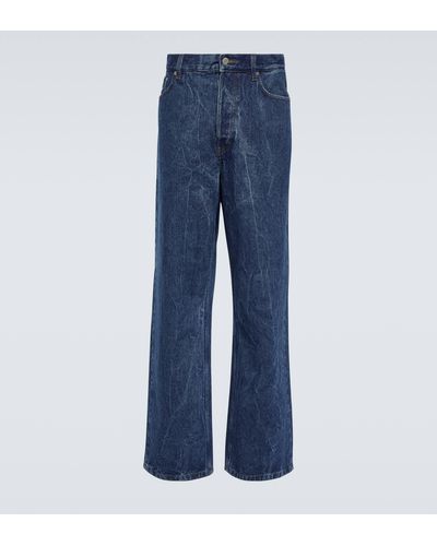 Dries Van Noten Marble-wash Wide-leg Jeans - Blue