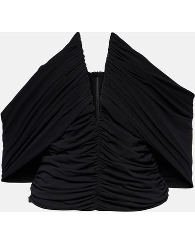Magda Butrym Off-shoulder Cropped Jersey Blouse - Black