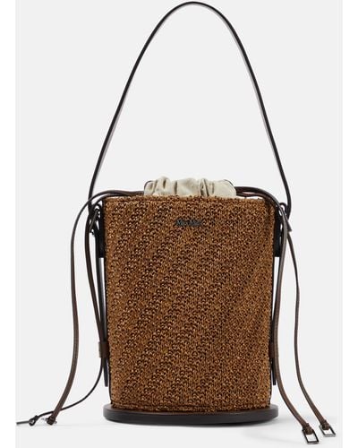 Max Mara Small Leather-trimmed Bucket Bag - Brown