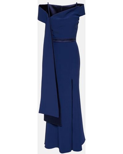 Alexander McQueen Off-shoulder Crepe Gown - Blue