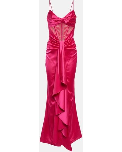 Rasario Draped Corset Satin Gown - Pink
