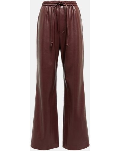 Nanushka Calie Faux Leather Wide-leg Pants - Red