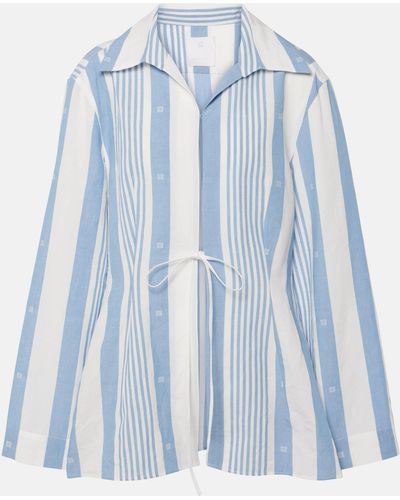 Givenchy 4g Striped Cotton And Linen Shirt - Blue