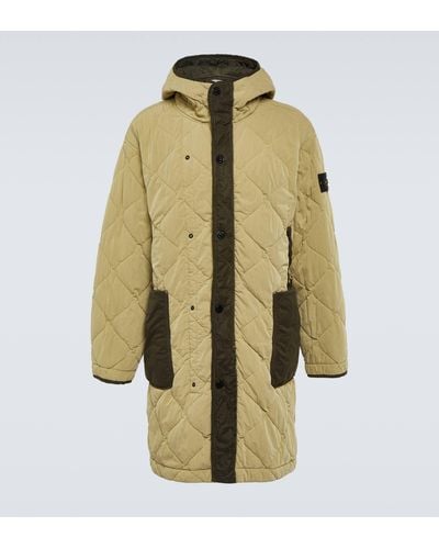 Stone Island Compass Quilted Cotton-blend Coat - Natural