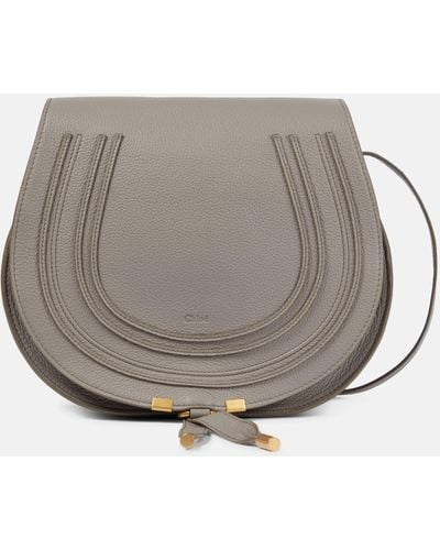 Chloé Marcie Medium Leather Crossbody Bag - Grey