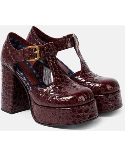 Etro Croc-effect Leather Mary Jane Pumps - Brown