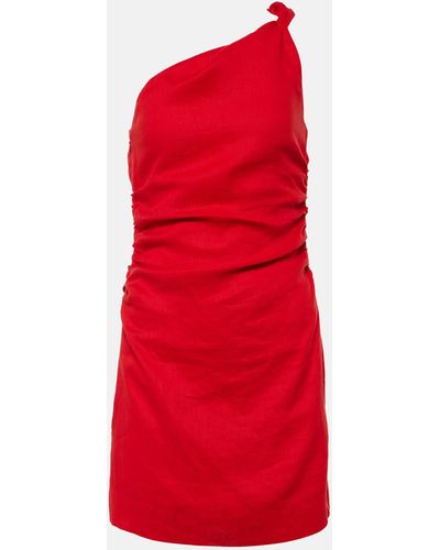 Faithfull The Brand Marga One-shoulder Linen Minidress - Red