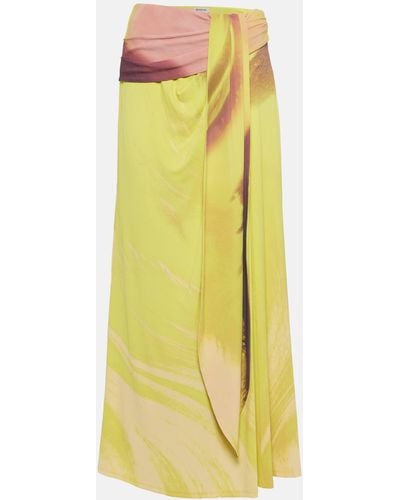 Jonathan Simkhai Anika Printed Draped Midi Skirt - Yellow