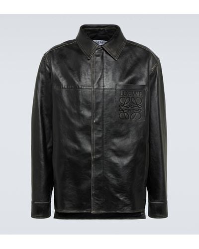 Loewe Anagram Polished Leather Jacket - Black