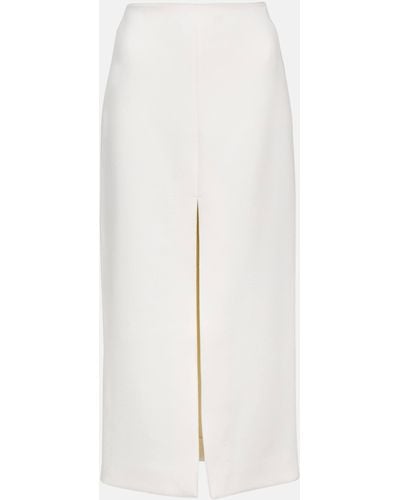 Patou Front-slit Wool-blend Midi Skirt - White