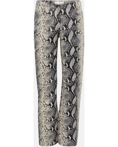 Victoria Beckham Snake-print Straight Leather Pants - Grey