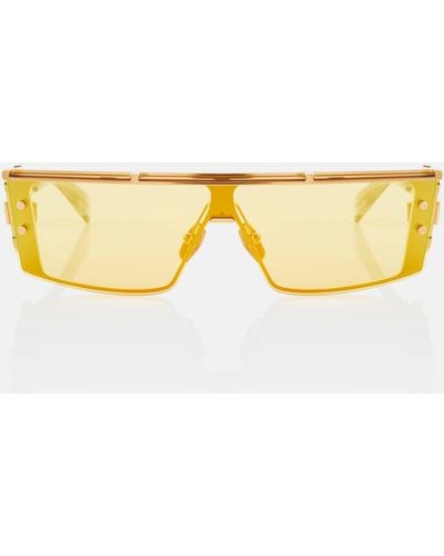 Balmain Wonder Boy Iii Rectangular Sunglasses - Yellow