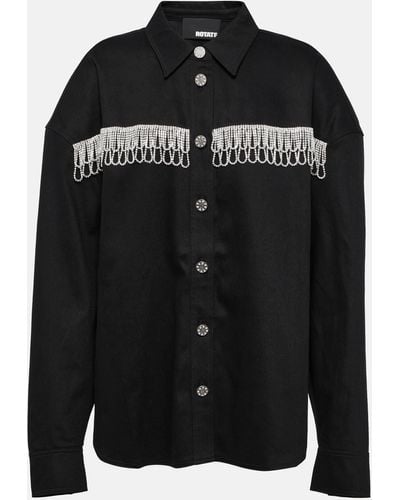 ROTATE BIRGER CHRISTENSEN Embellished Oversized Denim Jacket - Black