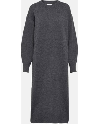 Velvet Knitted Midi Dress - Grey