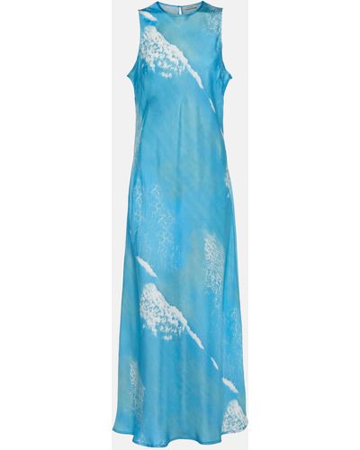 Asceno Valencia Silk Maxi Dress - Blue