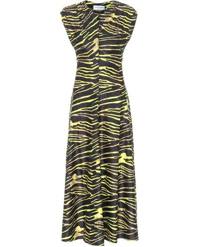 Marine Serre Zebra-print Jersey Maxi Dress - Green