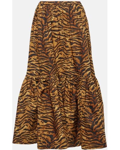 Ganni Leopard-print Cotton Maxi Skirt - Brown
