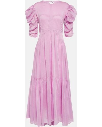 Isabel Marant Bealisa Puffed-sleeve Cotton-blend Dress - Pink