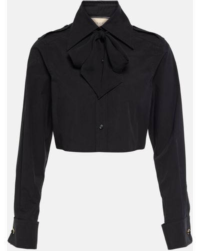 Gucci Cropped Cotton Poplin Shirt - Black