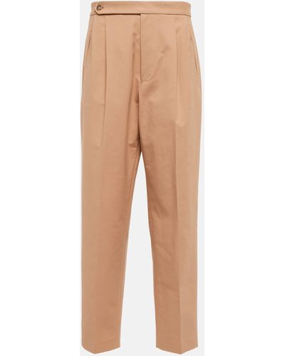 Tod's High-rise Wide-leg Cotton-blend Pants - Natural