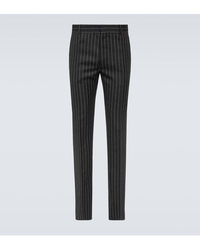 Alexander McQueen Pinstripe Wool Suit Pants - Grey