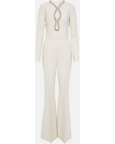 Elie Saab Embellished Cutout Flared Jumpsuit - White