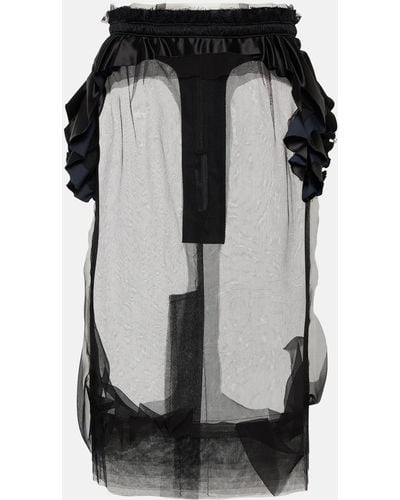 Maison Margiela Ruffle-trimmed Tulle Midi Skirt - Black