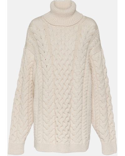 Isabel Marant Jade Cable-knit Turtleneck Sweater - White