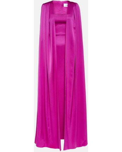 Alex Perry Caped Satin Gown - Pink