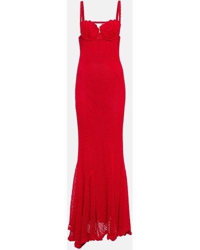 Blumarine Crochet Maxi Dress - Red