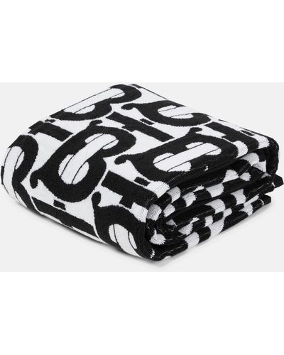 Burberry Monogram Cotton Jacquard Towel - Black