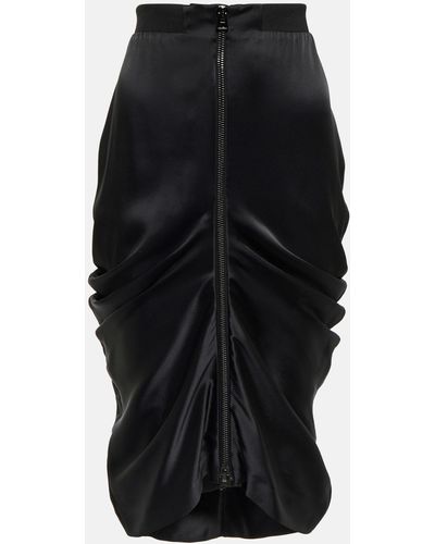 Tom Ford Ruched Satin Skirt - Black