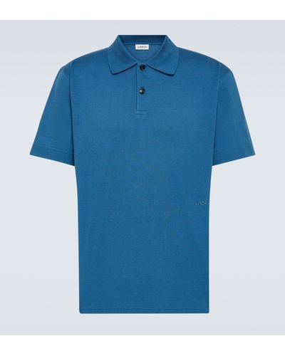Lanvin Curb Oversized Pique Polo Shirt - Blue