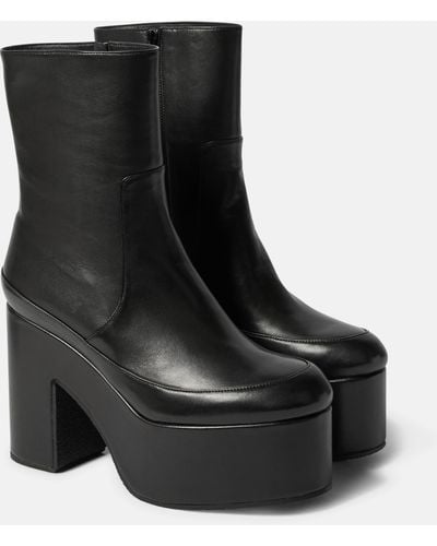 Dries Van Noten Leather Platform Ankle Boots - Black