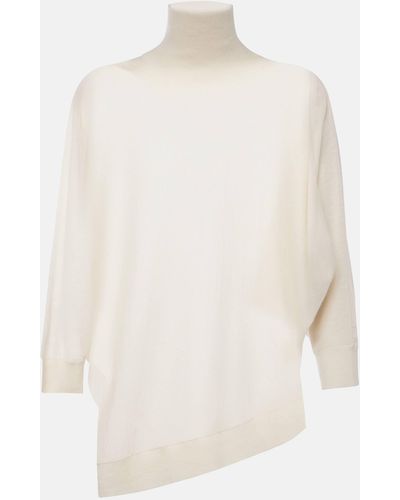 Co. Asymmetric Knitted Cashmere Top - White