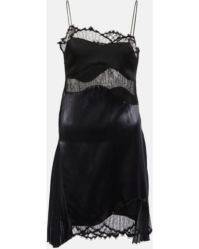 Victoria Beckham Lace-detail Satin Slip Dress - Black