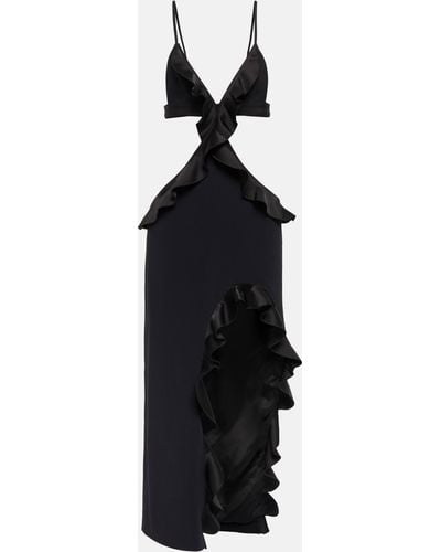 David Koma Ruffle-trimmed Asymmetrical Cutout Midi Dress - Black