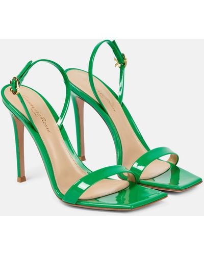 Gianvito Rossi Ribbon 105 Patent Leather Sandals - Green