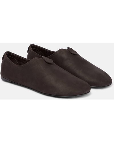 Loro Piana Floaty Leather-trimmed Moccasins - Brown