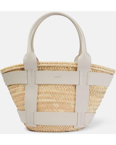 DeMellier London Santorini Leather-trimmed Straw Tote Bag - Natural