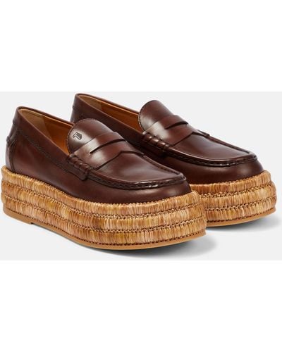 Tod's Leather Platform Loafers - Brown