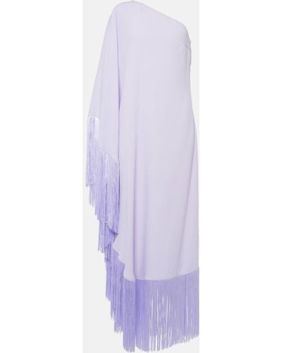 ‎Taller Marmo Spritz Fringed Crepe Cady Gown - Purple