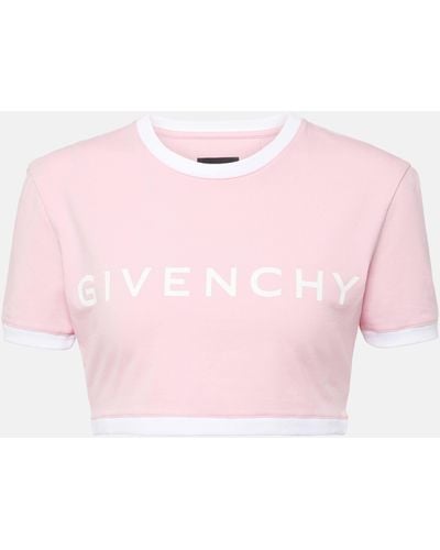 Givenchy Logo Cotton-blend Jersey Cropped T-shirt - Pink