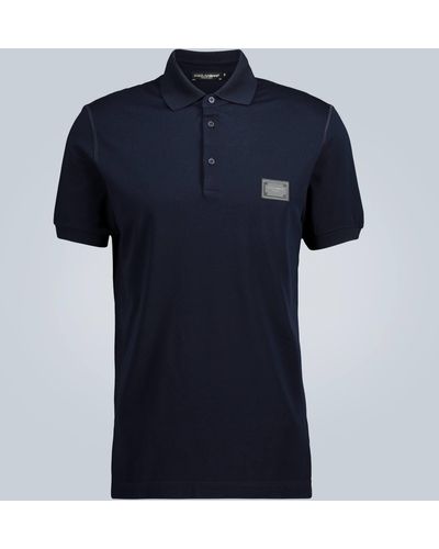 Dolce & Gabbana Logo Plaque Polo Shirt - Blue